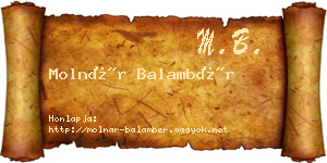 Molnár Balambér névjegykártya